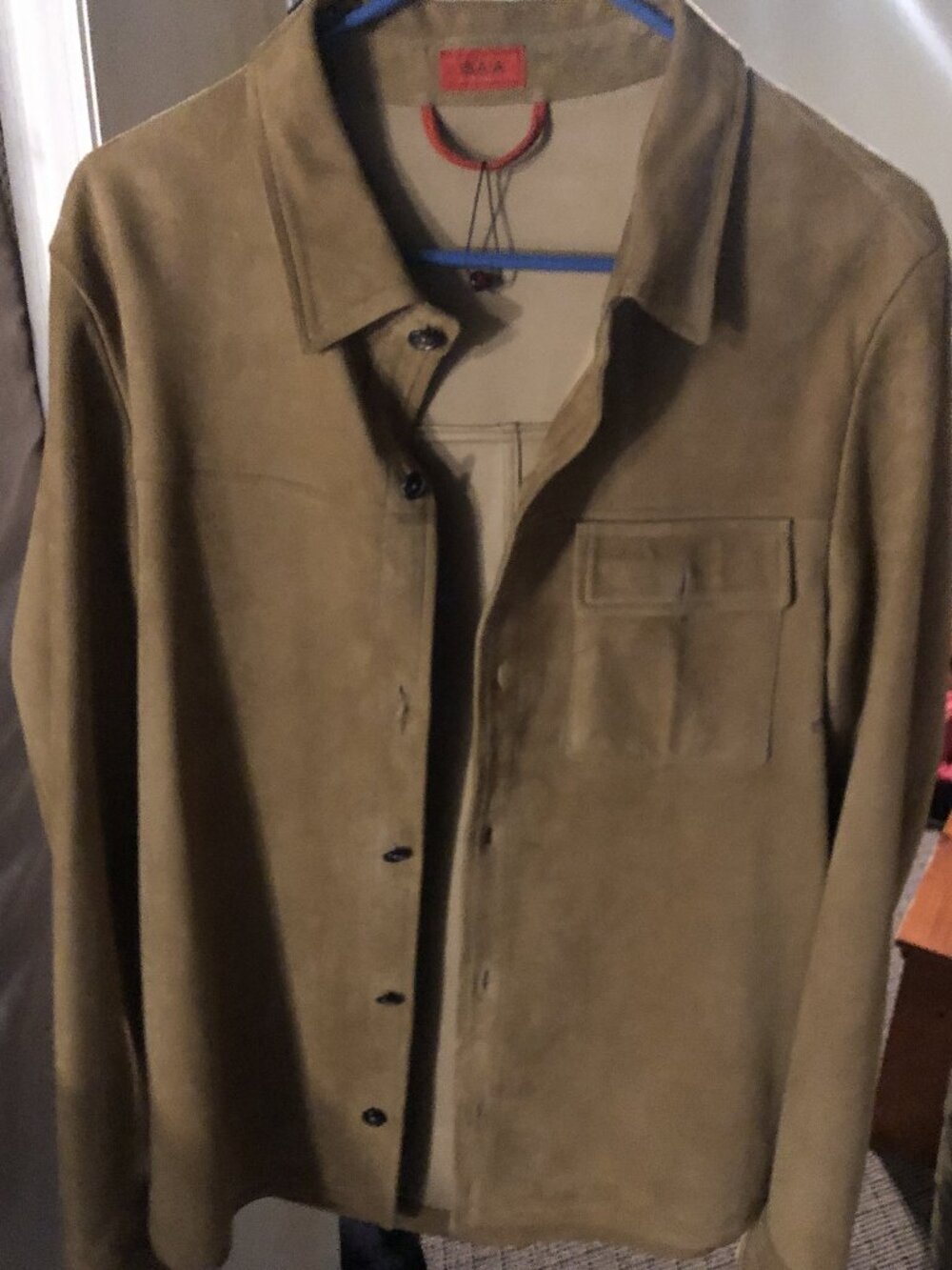 Isaia Camel Overshirt Suede Jacket